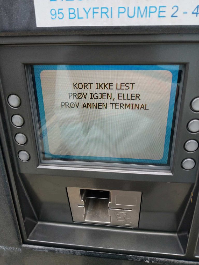 A bank terminal with error message.