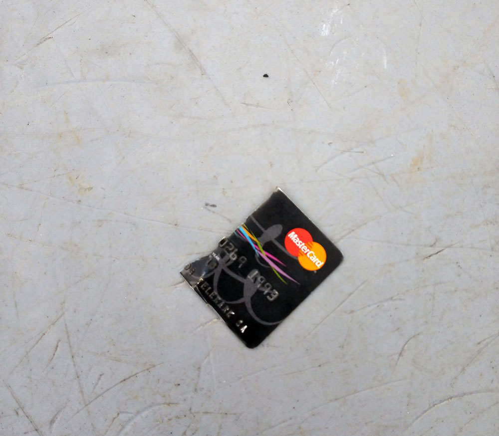 A broken off bank card.