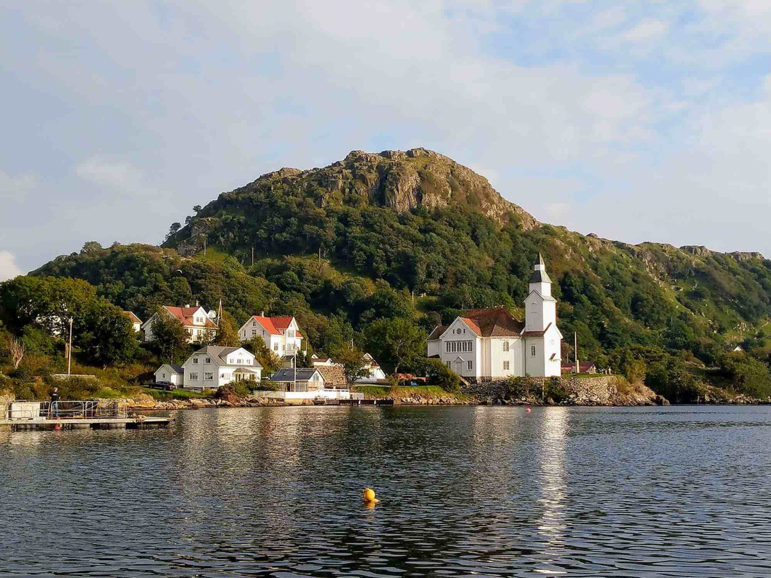 Kirkehamn, a few houses and a church.